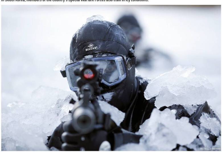 Na Coréia do Sul, os membros das Forças de Especiais do país também treinam no gelo