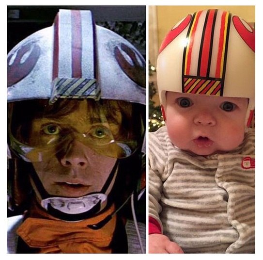 Com este, o bebê virou um pequeno Luke Skywalker