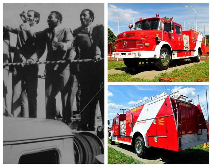 O famoso caminhão Mercedez-Benz do Corpo de Bombeiros do Distrito Federal, fabricado em 1969 e importado da Alemanha, foi restaurado e está exposto em frente ao Quartel do Comando-Geral. A viatura foi a primeira da corporação brasiliense. Antes dela, os militares utilizavam veículos da frota do Rio de Janeiro. O veículo esteve presente em grandes momentos da história de Brasília. Transportou, por exemplo, os jogadores da seleção tricampeã e a taça Jules Rimet pelas ruas da capital.O Quartel do Comando-Geral fica no Setor de Administração Municipal, próximo ao Palácio do Buriti, na via que sai do Eixo Monumental e segue em direção ao Autódromo Internacional Nelson Piquet. O famoso caminhão Mercedez-Benz do Corpo de Bombeiros do Distrito Federal, fabricado em 1969 e importado da Alemanha, foi restaurado e está exposto em frente ao Quartel do Comando-Geral. A viatura foi a primeira da corporação brasiliense. Antes dela, os militares utilizavam veículos da frota do Rio de Janeiro. O veículo esteve presente em grandes momentos da história de Brasília. Transportou, por exemplo, os jogadores da seleção tricampeã e a taça Jules Rimet pelas ruas da capital.O Quartel do Comando-Geral fica no Setor de Administração Municipal, próximo ao Palácio do Buriti, na via que sai do Eixo Monumental e segue em direção ao Autódromo Internacional Nelson Piquet.