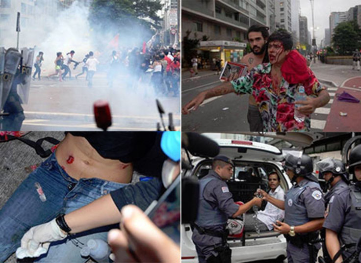 Ao menos sete pessoas — entre jornalistas e ativistas — ficaram feridas após a Polícia Militar impedir, nesta terça-feira (12), que manifestantes convocados pelo Movimento Passe Livre, que se concentravam na Praça do Ciclista, na avenida Paulista, iniciassem uma passeata pela avenida Rebouças.O MPL já marcou um novo ato, para a próxima quinta-feira (14), às 17h, no Largo da Batata e no Theatro Municipal.