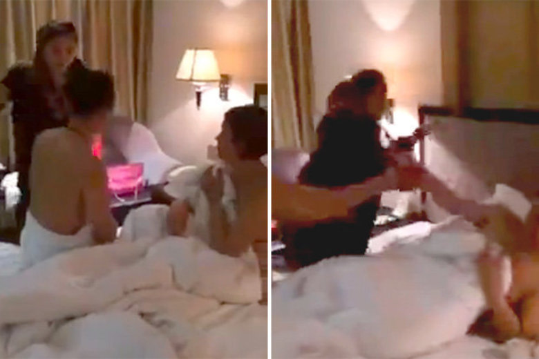 Uma mulher descobriu que seu marido estava saindo com outra. Conseguiu descobrir onde o homem iria com a amante. Era um motel. A mulher entrou no quarto e pegou os dois, marido e amante, nus, na cama. Revoltada, a mulher partiu para cima da amante e deu bofetadas e safanões