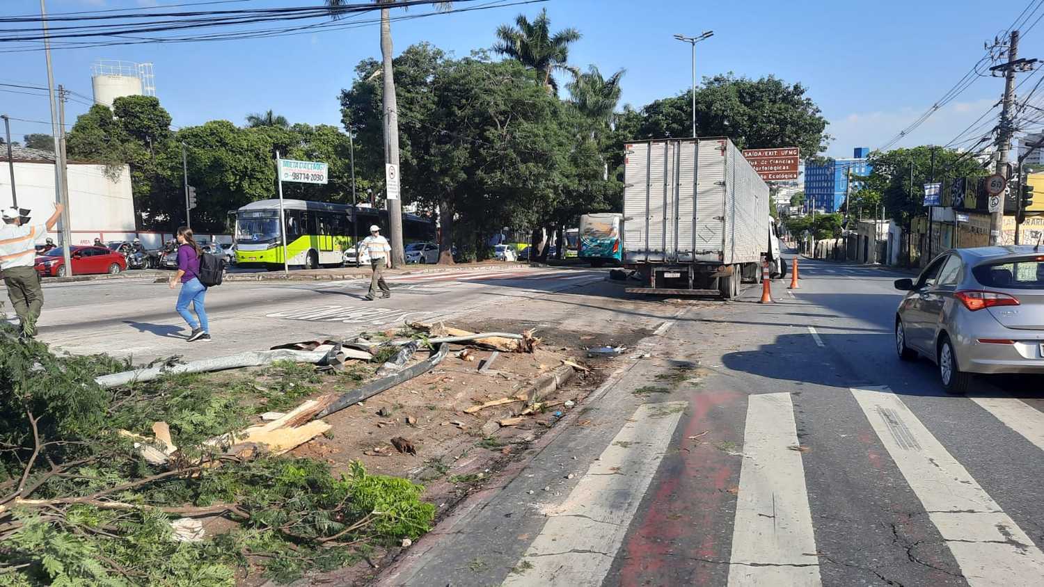 Carreta Perde Controle E Bate Em Poste Rvore E Sem Foro Em Bh