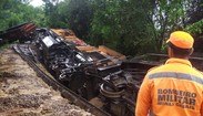 Locomotiva tomba e mata duas pessoas na zona rural de Formiga (MG) (Divulgação / Corpo de Bombeiros)