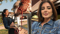 Paula Fernandes é 'atacada' por cavalo engracçadinho e quase fica sem blusa (Reprodução/Instagram - 29/05/2023)