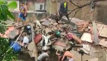 Morre homem resgatado após desabamento em Nilópolis; ele é a nona vítima do temporal (Record TV Rio)