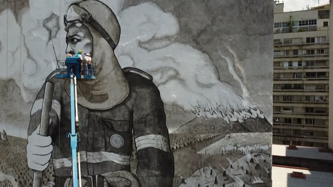 Artista usa cinzas da Amazônia para alertar sobre mudanças climáticas