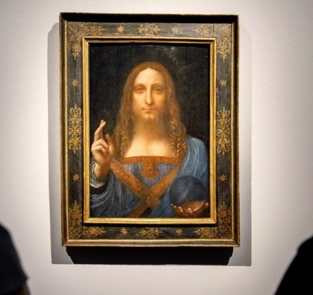 1° lugar: Salvator Mundi - Autor: Leonardo Da Vinci - Ano: aproximadamente 1500 - Valor: 450 milhões de dólares