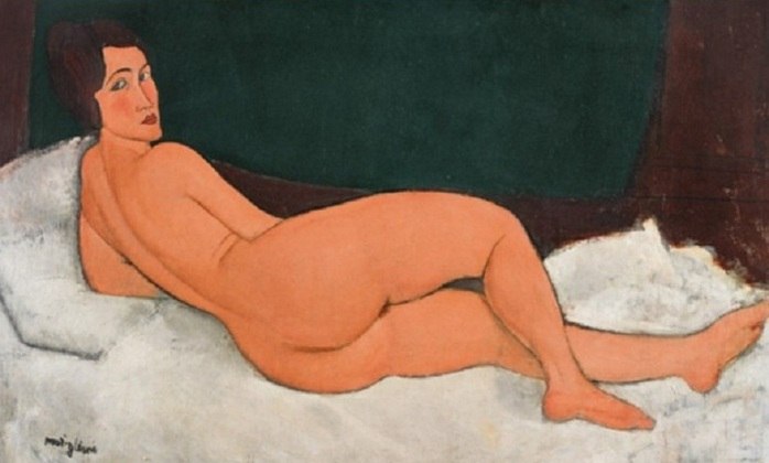 12° lugar:  Nu Deitado - No Lado Esquerdo - Autor: Amedeo Modigliani - Ano: 1917 - Valor: 157,2 milhões de dólares