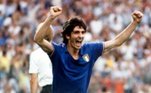 14º lugar: Paolo Rossi (atacante - Itália): 9 gols em Copas do Mundo - O carrasco brasileiro em 1982 disputou três Copas do Mundo. Em 1978 (3 gols), 1982 (6 gols) e 1986, quando terminou o torneio em branco. Paolo Rossi fez parte do elenco campeão mundial em 1982. 