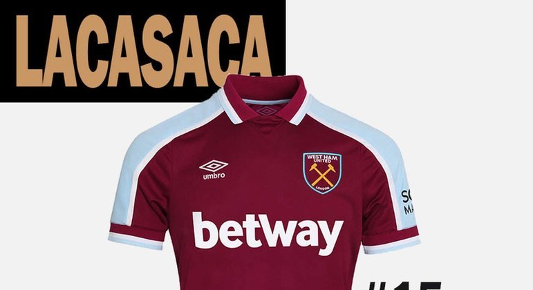 15º lugar: camisa 1 do West Ham-ING
