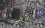 Antes e depois, Google Earth, cidades, destroços
