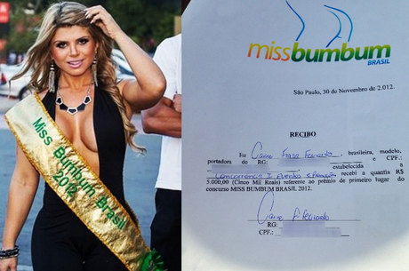 Documento comprova que Miss Bumbum recebeu prêmio
