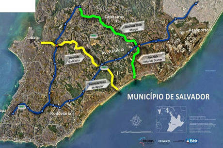 Mapa dos corredores transversais em Salvador Mapa dos corredores transversais em Salvador