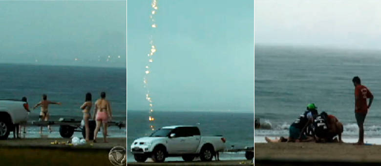 Bombeiros tentaram reanimar a banhista ainda praia, mas ela não resistiu à descarga elétrica e faleceu Bombeiros tentaram reanimar a banhista ainda praia, mas ela não resistiu à descarga elétrica e faleceu