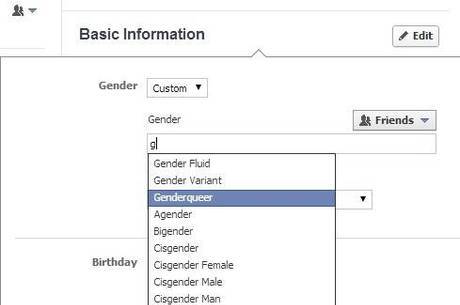 As novas opções de gênero no Facebook