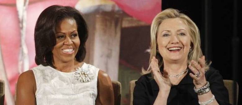 MIchelle Obama e Hillary Clinton se encontram frequentemente em eventos políticos nos EUA
