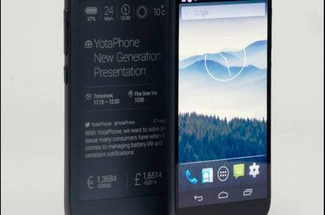 O YotaPhone tem uma tela especial de baixa energia O YotaPhone tem uma tela especial de baixa energia