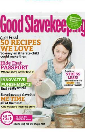 "Boa escrava doméstica" diz o título da revista imaginária

