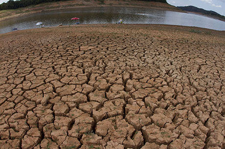 Vista da barragem Jaguari, que faz parte do Cantareira, em Vargem 