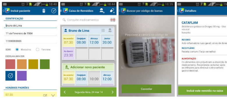 Perfil do paciente é salvo com caixas onde ficam registrados os horários dos remédios com avisos programados Perfil do paciente é salvo com caixas onde ficam registrados os horários dos remédios com avisos programados
