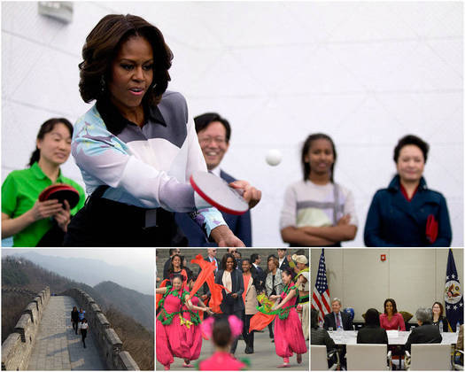 Michelle Obama visita a China acompanhada pelas filhas