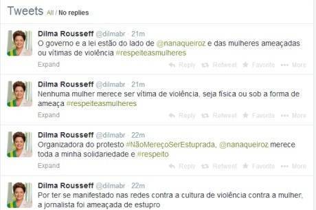 Dilma usa Twitter para apoiar protesto contra estupro