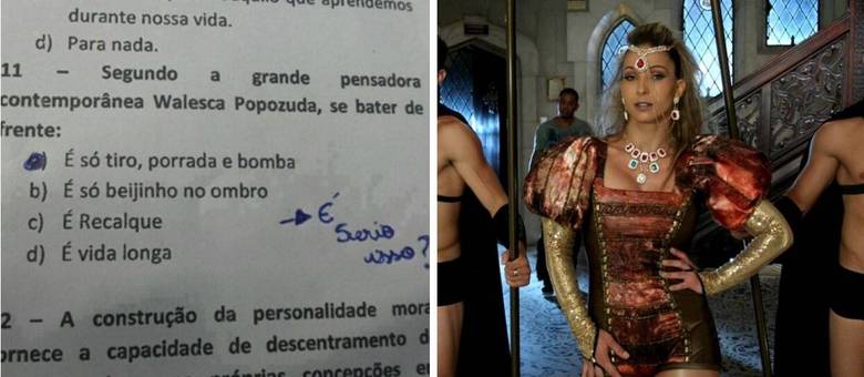Foto de questão de prova que cita letra de Valesca Popozuda tem sido compartilhada no Facebook Foto de questão de prova que cita letra de Valesca Popozuda tem sido compartilhada no Facebook