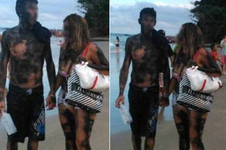 Casal havia escrito 'ABC' em uma pedra da Prainha Branca Casal havia escrito 'ABC' em uma pedra da Prainha Branca