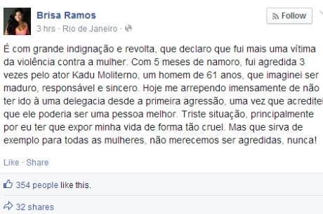 Kadu Moliterno foi acusado de agressão pela namorada, Brisa Ramos Kadu Moliterno foi acusado de agressão pela namorada, Brisa Ramos