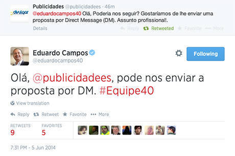 Dilma Bolada registrou negociação entre equipe de Campos e empresa de publicidade via Twitter