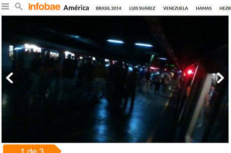 Imagens mostram pessoas em uma estação de metro quase sem luz, após o apagão