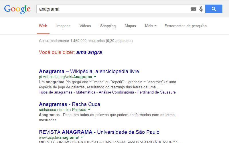 Anagramas - Descubra todas as palavras que podem ser formadas com