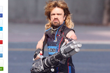 Peter Dinklage O Anao De Game Of Thrones Aparece Armado Com Canhao De Laser Entretenimento R7 Cinema E Series
