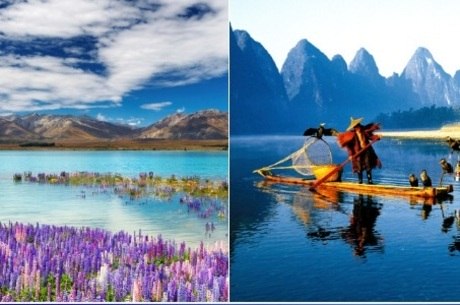 Nova Zelândia, à esquerda, e China estão no roteiro da aventura