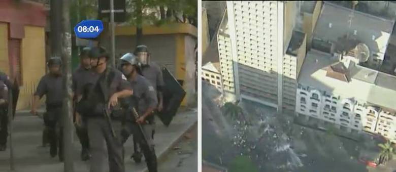 Integrantes de grupo de sem-teto atiram objetos em policiais que participam de reintegração