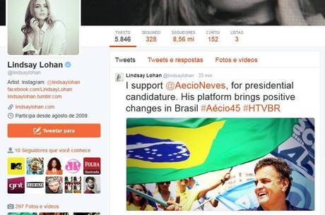 Lindsay Lohan declara apoio a Aécio Neves em rede social