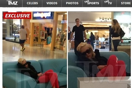 Amanda Bynes dormiu em sofá de shopping
