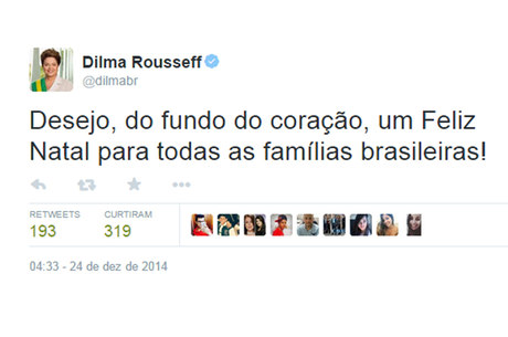 Mensagem de Natal no Twitter da presidente Dilma