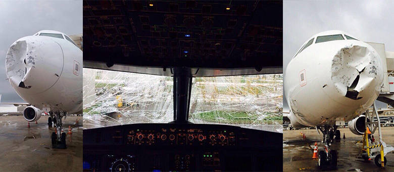 Aeronave teve de retornar ao Galeão após enfrentar granizo Aeronave teve de retornar ao Galeão após enfrentar granizo