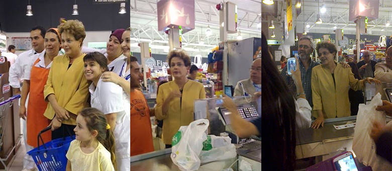Presidente Dilma foi registrada em diversos momentos durante as compras no mercado uruguaio