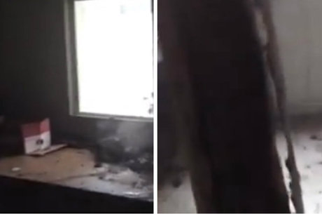 Vídeo postado na conta do Facebook do partido mostra os estragos provocados pelo ataque
