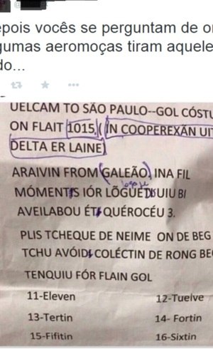 Suposto Roteiro Para Aeromoca Pronunciar Bem Ingles Causa Polemica No Twitter Entretenimento R7 Viagens