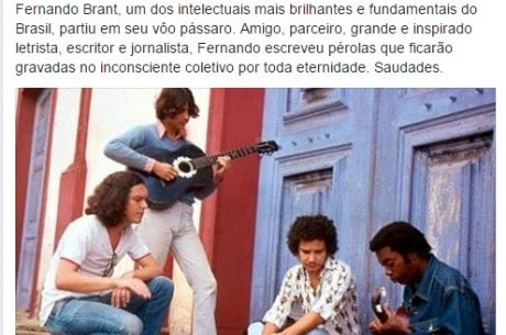 Lô Borges lamenta morte do amigo em seu Facebook