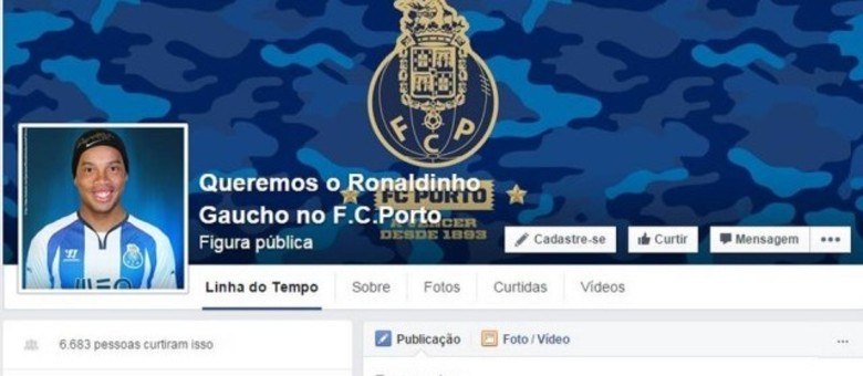 Ronaldinho ganhou até página especial no Facebook