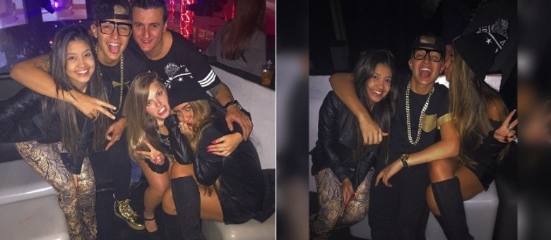 MC Gui posa com Rafaella Santos (de bota e touca) em festa; Fotos irritaram fãs do funkeiro