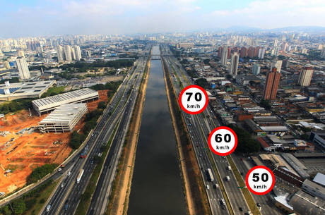 Redução da velocidade nas marginais começou nesta segunda-feira Redução da velocidade nas marginais começou nesta segunda-feira
