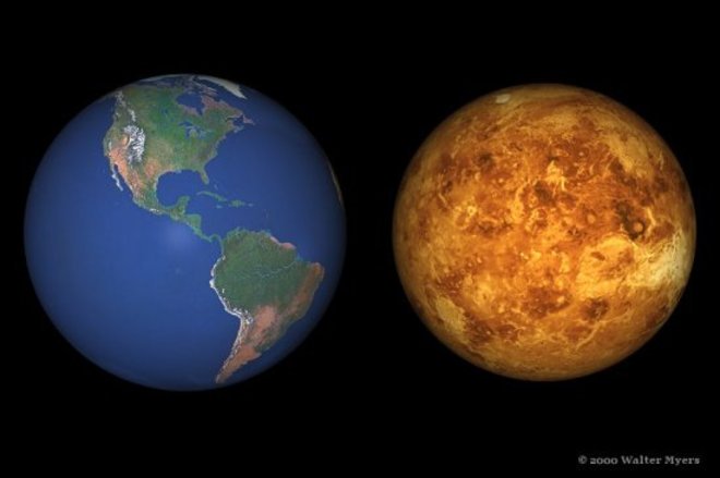 Vênus é o planeta que mais se aproxima da Terra em tamanho: são 'apenas' 638 quilômetros a menos de diâmetro. Além disso, possui um núcleo bem parecido. Apesar disso, sua superfície é venenosa para humanos devido aos milhões de toneladas de gases tóxicos liberados todos os dias pelos cerca de 1 milhão de vulcões ativos existentes lá