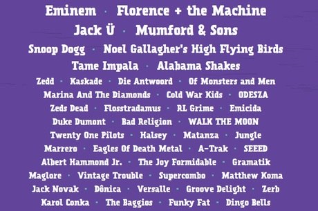 Lineup completo do Lollapalooza 2016