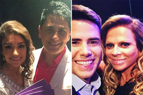 César Filho e Luiz Bacci posaram animados nos bastidores César Filho e Luiz Bacci posaram animados nos bastidores