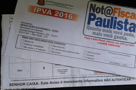 Foto mostra o verdadeiro aviso de vencimento enviado pelo governo de São Paulo para mais de 17 milhões de contribuintes Foto mostra o verdadeiro aviso de vencimento enviado pelo governo de São Paulo para mais de 17 milhões de contribuintes